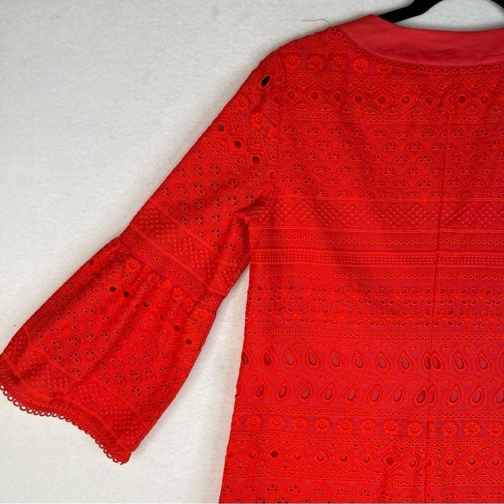 Trina Turk Bonita Eyelet Shift Dress Poppy Red Size 4
